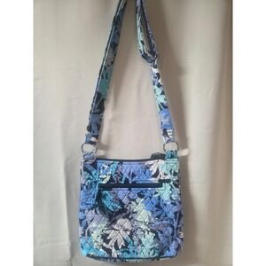 Vera Bradley Camo Flower Crossbody Shoulder Purse Purse Blue/Black/White 11"x10"